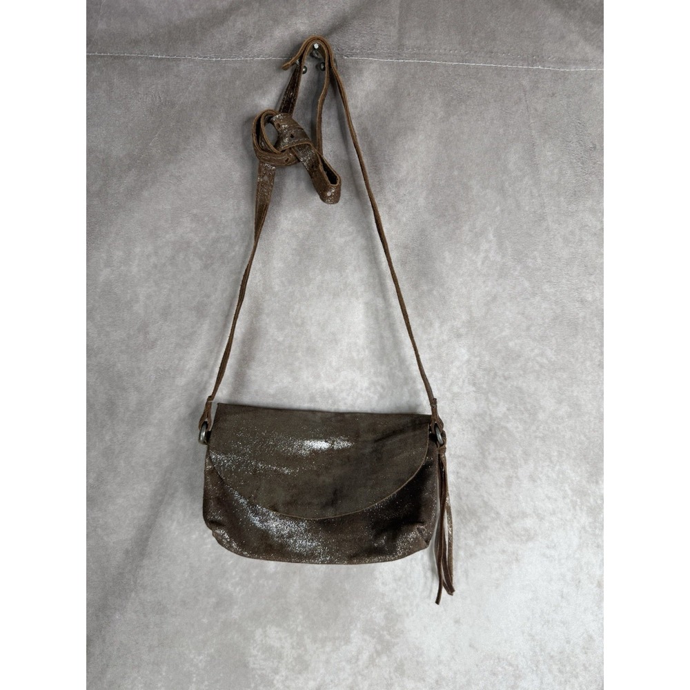 We The Free People Rider Pyrite Leather Metallic Crossbody In Brown